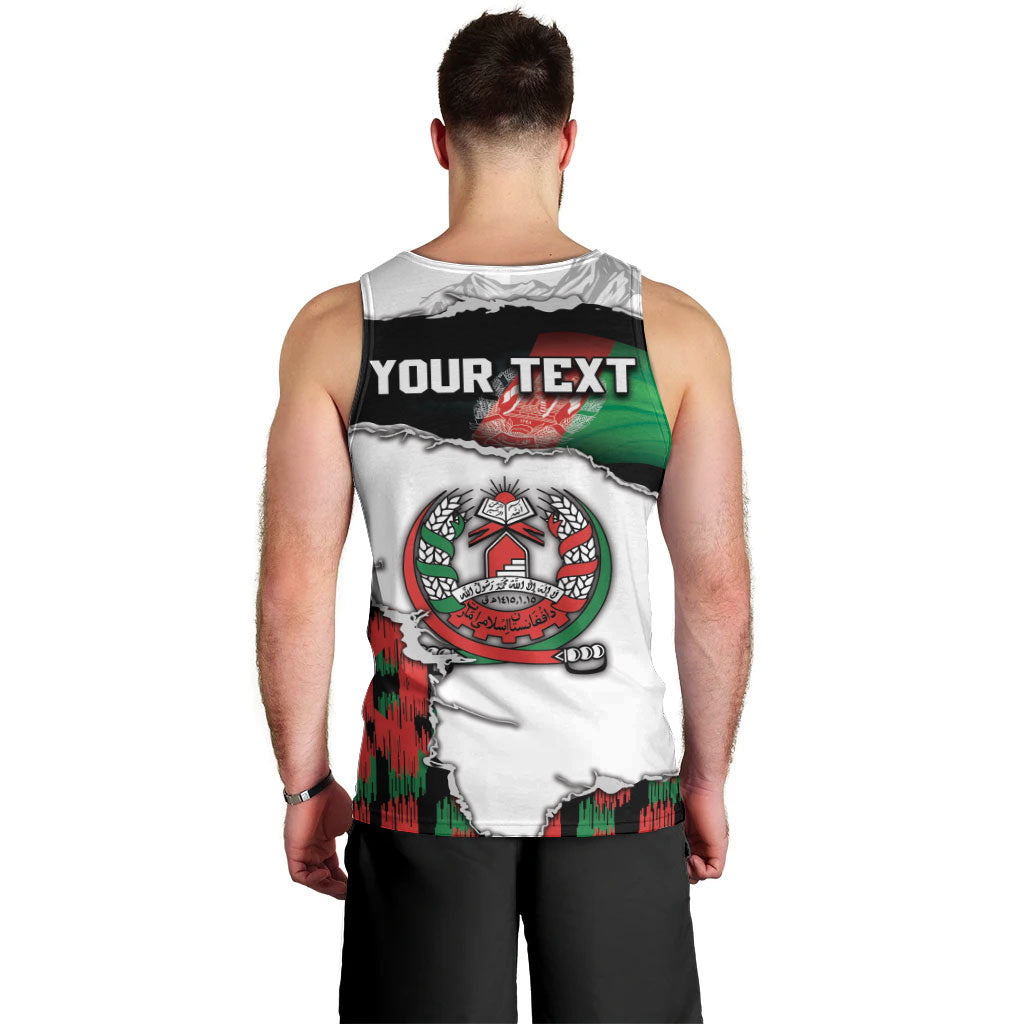 Personalized Afghanistan Men Tank Top Snow Leopard With Flag Ripped Style