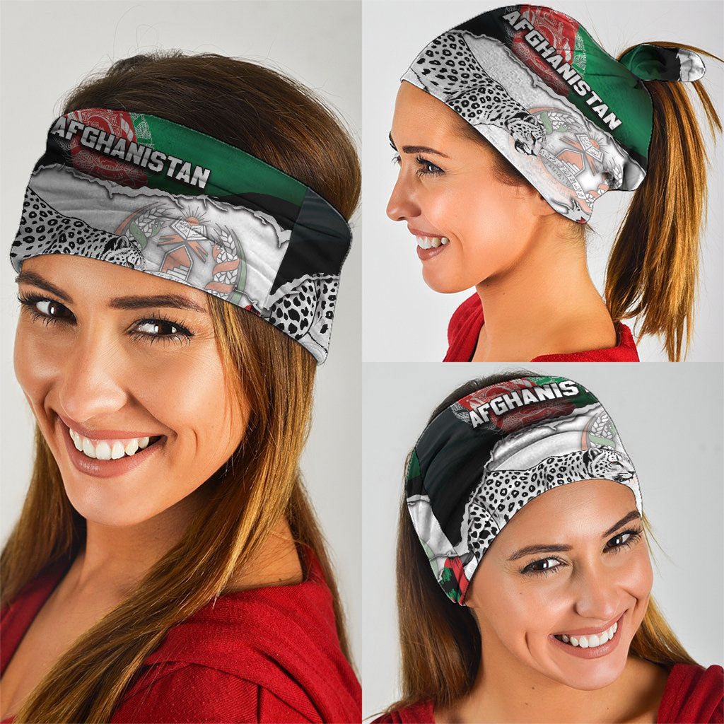 Afghanistan Neck Gaiter Snow Leopard With Flag Ripped Style