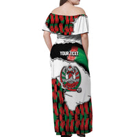 Personalized Afghanistan Off Shoulder Maxi Dress Snow Leopard With Flag Ripped Style