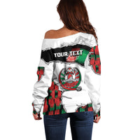 Personalized Afghanistan Off Shoulder Sweater Snow Leopard With Flag Ripped Style