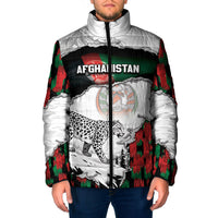 Personalized Afghanistan Padded Jacket Snow Leopard With Flag Ripped Style
