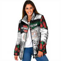 Personalized Afghanistan Padded Jacket Snow Leopard With Flag Ripped Style