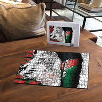 Afghanistan Puzzle Snow Leopard With Flag Ripped Style
