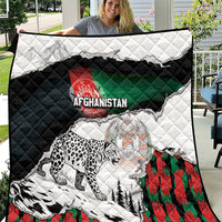 Afghanistan Quilt Snow Leopard With Flag Ripped Style