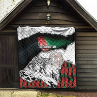 Afghanistan Quilt Snow Leopard With Flag Ripped Style