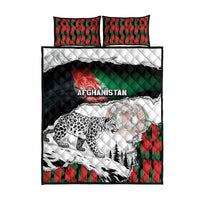 Afghanistan Quilt Bed Set Snow Leopard With Flag Ripped Style