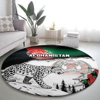 Afghanistan Round Carpet Snow Leopard With Flag Ripped Style