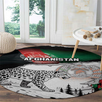 Afghanistan Round Carpet Snow Leopard With Flag Ripped Style