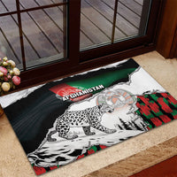 Afghanistan Rubber Doormat Snow Leopard With Flag Ripped Style