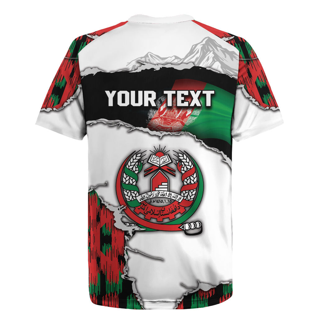 Personalized Afghanistan Rugby Jersey Snow Leopard With Flag Ripped Style