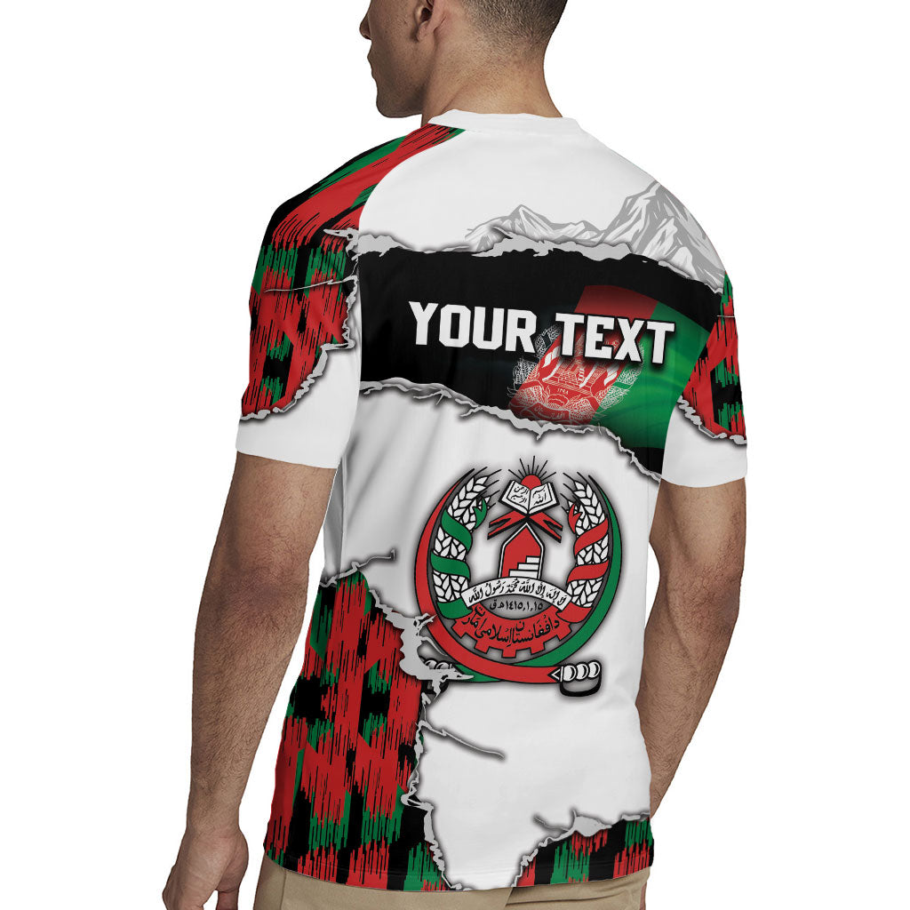 Personalized Afghanistan Rugby Jersey Snow Leopard With Flag Ripped Style