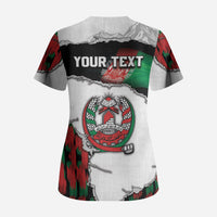 Personalized Afghanistan Scrub Top Snow Leopard With Flag Ripped Style