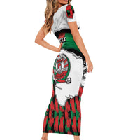 Personalized Afghanistan Short Sleeve Bodycon Dress Snow Leopard With Flag Ripped Style