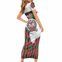Personalized Afghanistan Short Sleeve Bodycon Dress Snow Leopard With Flag Ripped Style DT05