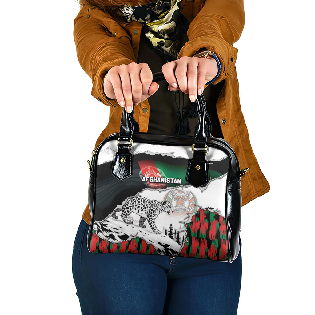 Afghanistan Shoulder Handbag Snow Leopard With Flag Ripped Style