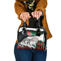 Afghanistan Shoulder Handbag Snow Leopard With Flag Ripped Style