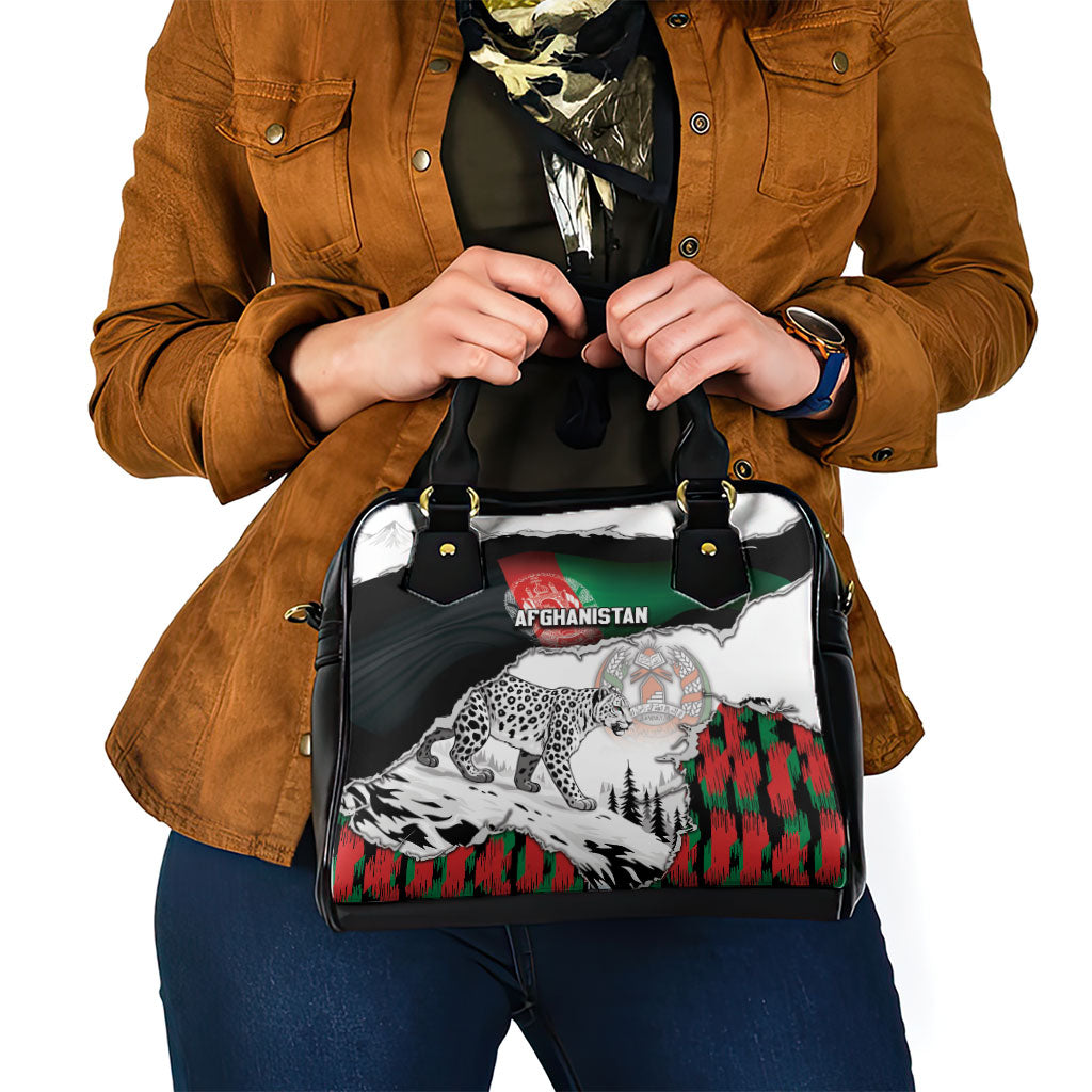 Afghanistan Shoulder Handbag Snow Leopard With Flag Ripped Style