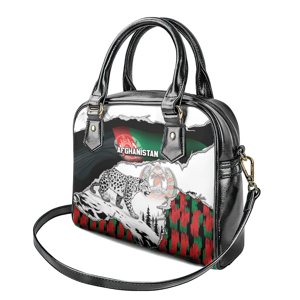Afghanistan Shoulder Handbag Snow Leopard With Flag Ripped Style