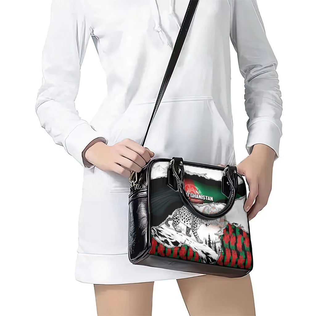 Afghanistan Shoulder Handbag Snow Leopard With Flag Ripped Style