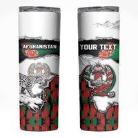 Personalized Afghanistan Skinny Tumbler Snow Leopard With Flag Ripped Style