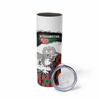 Personalized Afghanistan Skinny Tumbler Snow Leopard With Flag Ripped Style