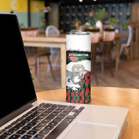 Personalized Afghanistan Skinny Tumbler Snow Leopard With Flag Ripped Style