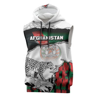 Personalized Afghanistan Sleeveless Hoodie Snow Leopard With Flag Ripped Style