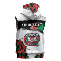 Personalized Afghanistan Sleeveless Hoodie Snow Leopard With Flag Ripped Style