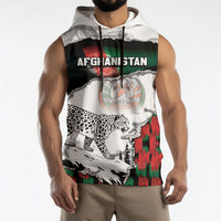 Personalized Afghanistan Sleeveless Hoodie Snow Leopard With Flag Ripped Style