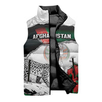 Personalized Afghanistan Sleeveless Puffer Jacket Snow Leopard With Flag Ripped Style