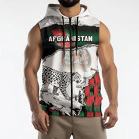 Personalized Afghanistan Sleeveless Zip Hoodie Snow Leopard With Flag Ripped Style