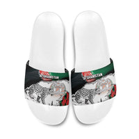 Afghanistan Slide Sandals Snow Leopard With Flag Ripped Style
