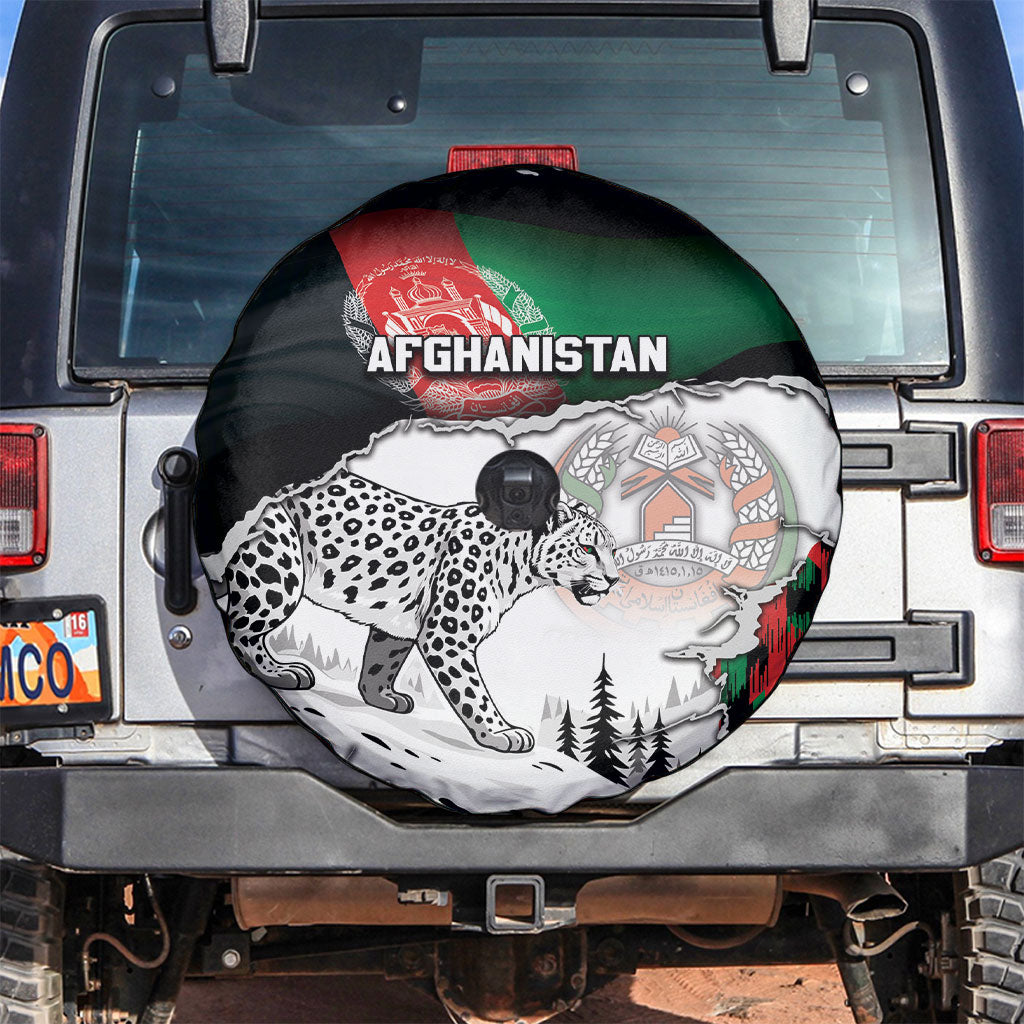 Afghanistan Spare Tire Cover Snow Leopard With Flag Ripped Style