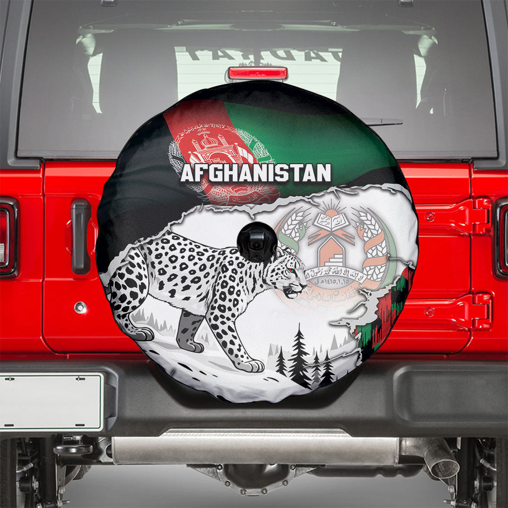 Afghanistan Spare Tire Cover Snow Leopard With Flag Ripped Style