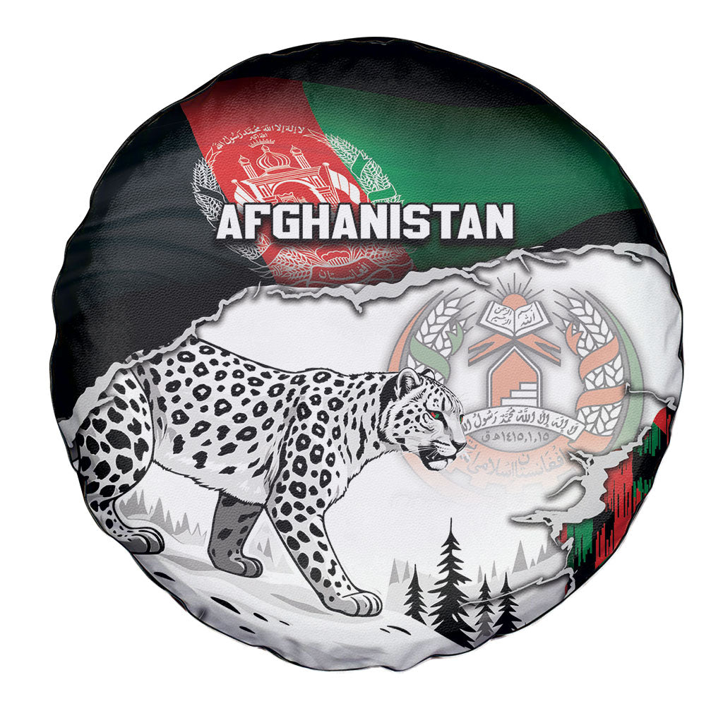 Afghanistan Spare Tire Cover Snow Leopard With Flag Ripped Style