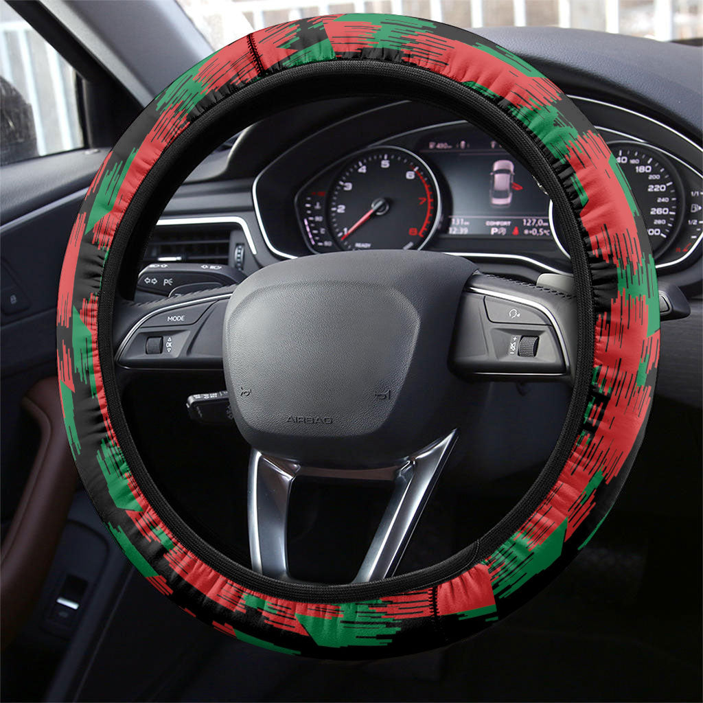 Afghanistan Steering Wheel Cover Snow Leopard With Flag Ripped Style