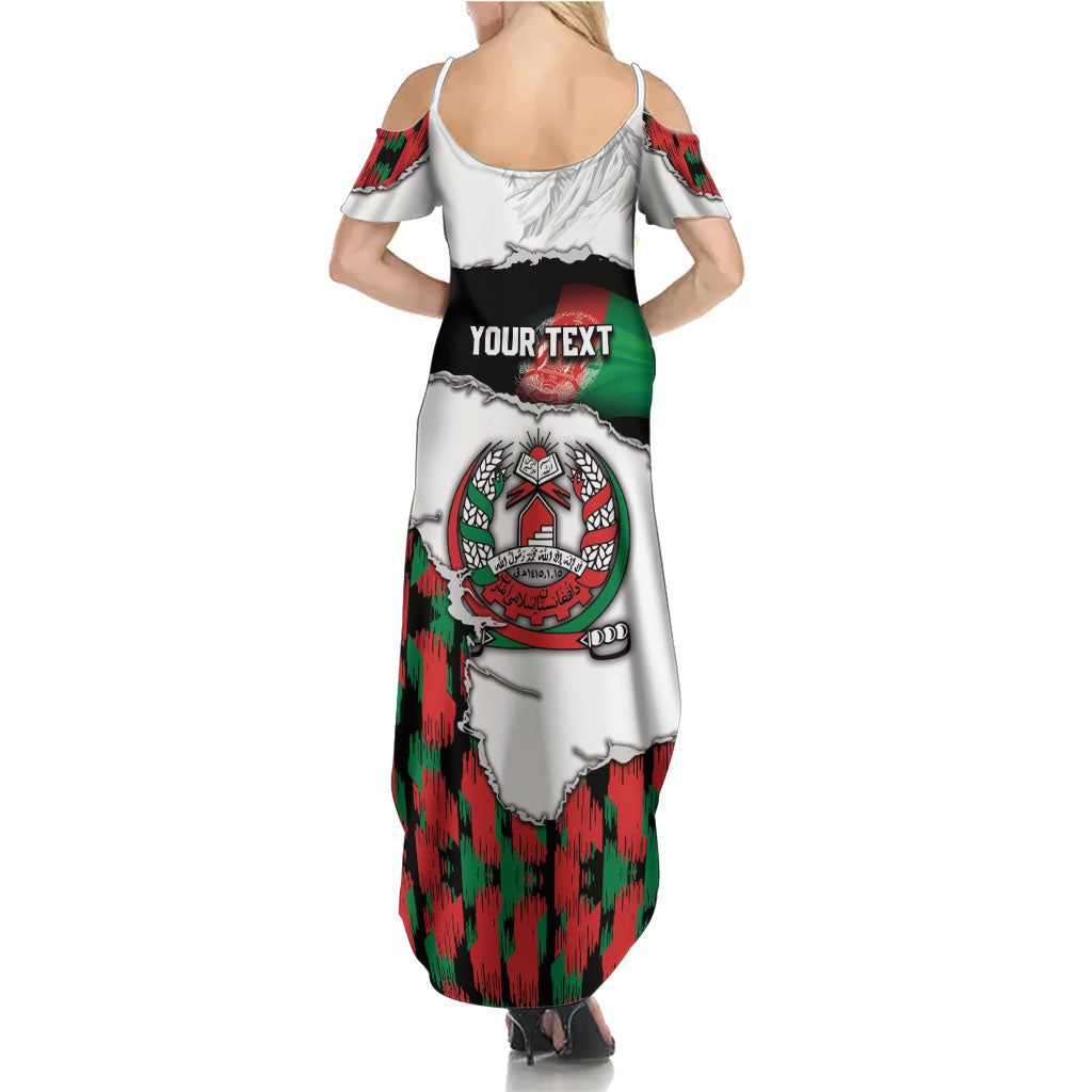 Personalized Afghanistan Summer Maxi Dress Snow Leopard With Flag Ripped Style