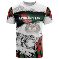 Personalized Afghanistan T Shirt Snow Leopard With Flag Ripped Style