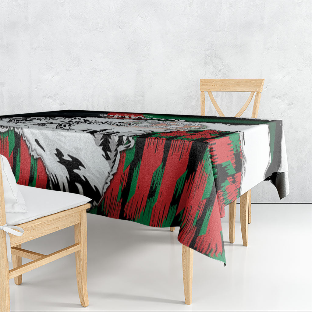 Afghanistan Tablecloth Snow Leopard With Flag Ripped Style