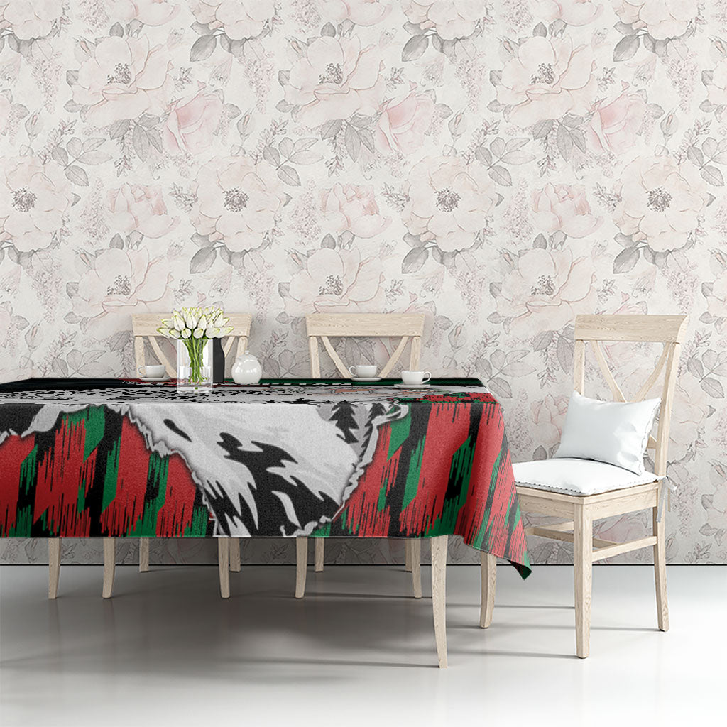 Afghanistan Tablecloth Snow Leopard With Flag Ripped Style