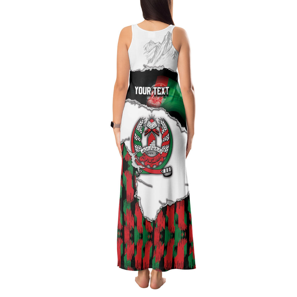 Personalized Afghanistan Tank Maxi Dress Snow Leopard With Flag Ripped Style