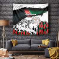 Afghanistan Tapestry Snow Leopard With Flag Ripped Style