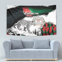 Afghanistan Tapestry Snow Leopard With Flag Ripped Style