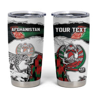 Personalized Afghanistan Tumbler Cup Snow Leopard With Flag Ripped Style