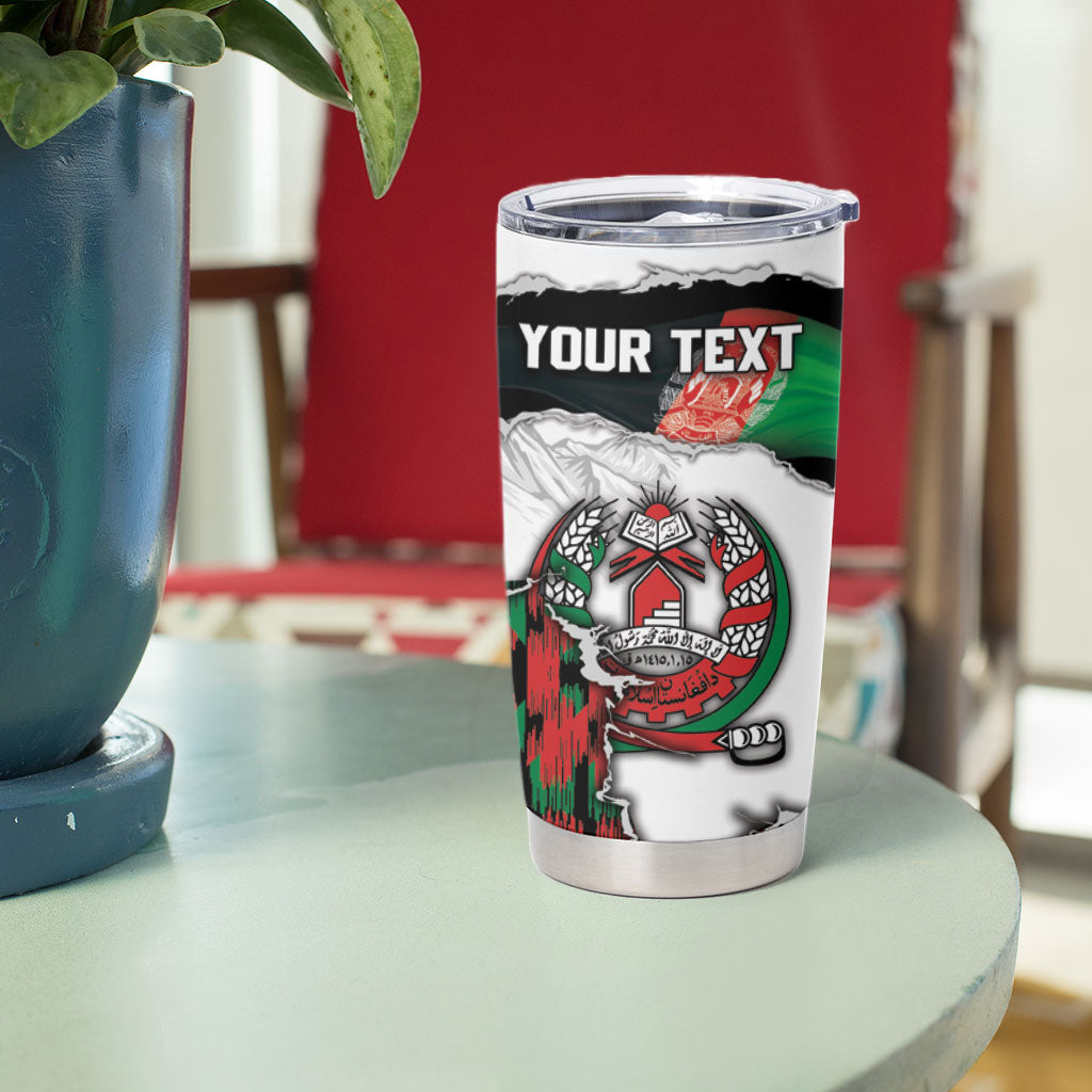 Personalized Afghanistan Tumbler Cup Snow Leopard With Flag Ripped Style