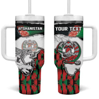 Personalized Afghanistan Tumbler With Handle Snow Leopard With Flag Ripped Style
