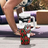 Personalized Afghanistan Tumbler With Handle Snow Leopard With Flag Ripped Style
