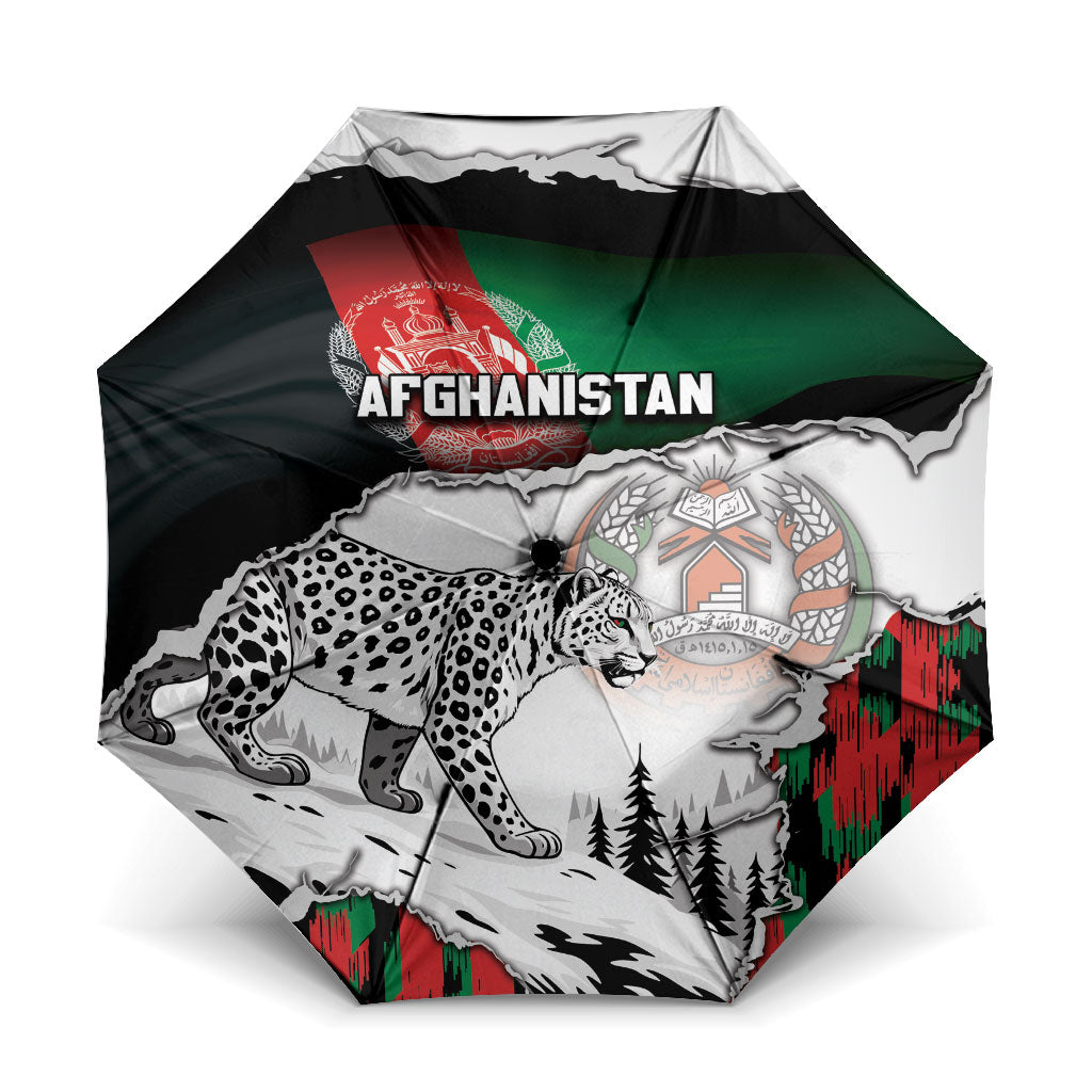 Afghanistan Umbrella Snow Leopard With Flag Ripped Style