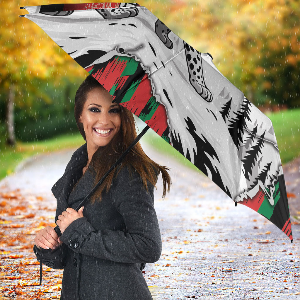 Afghanistan Umbrella Snow Leopard With Flag Ripped Style