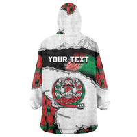 Personalized Afghanistan Wearable Blanket Hoodie Snow Leopard With Flag Ripped Style